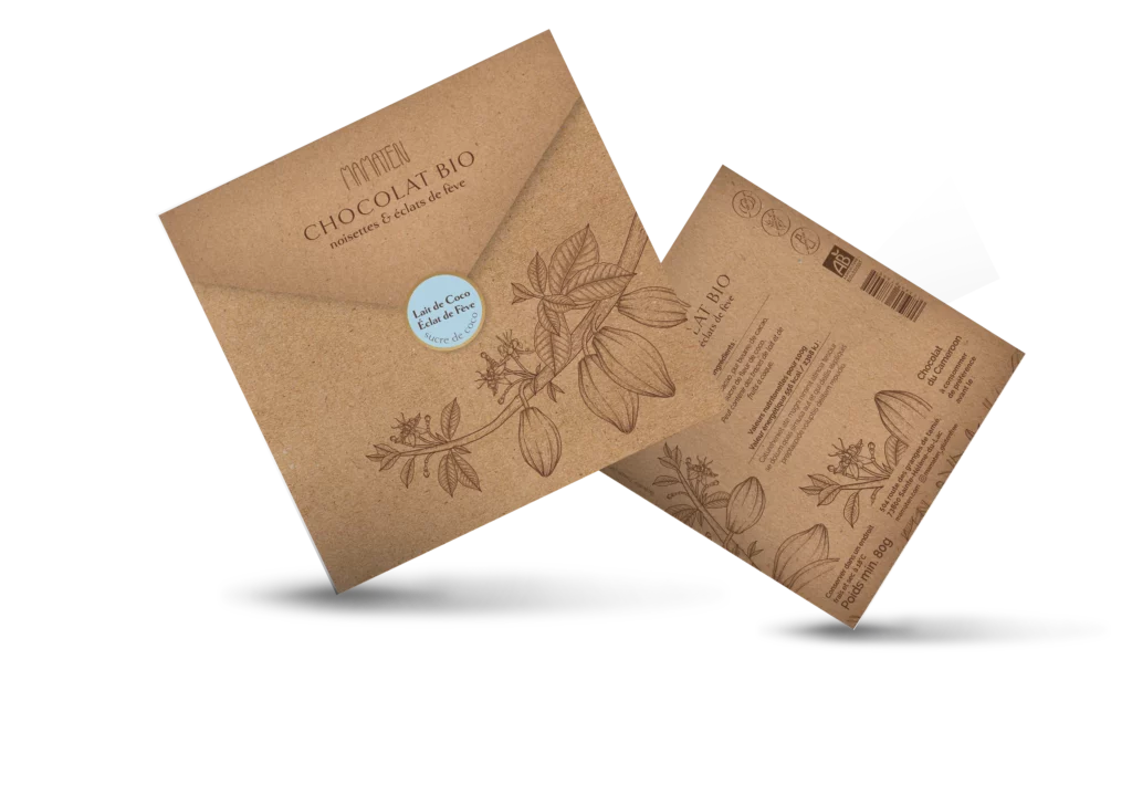 Enveloppe en kraft de la boulangerie Mamaten avec des illustrations florales